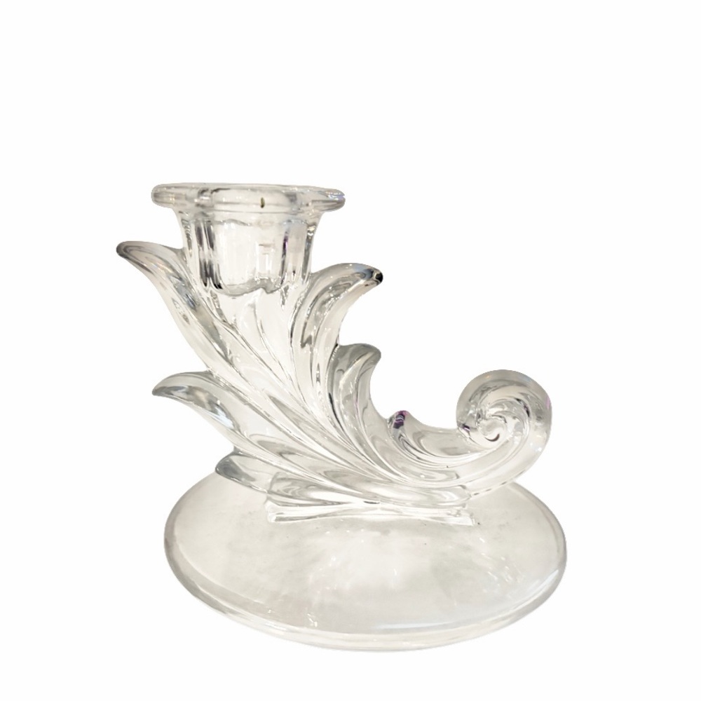 Fostoria Baroque 4” Vintage Candle Holder Crystal Clear Glass